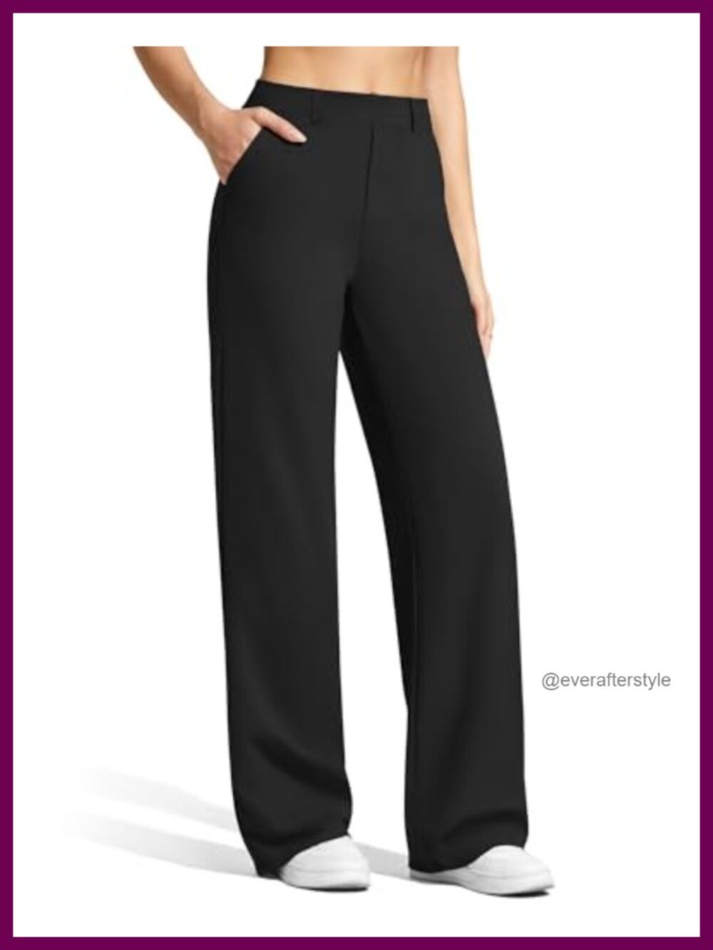 Wide Leg Dress Pants Pockets Belt Loops High Rise Work Casual Slacks